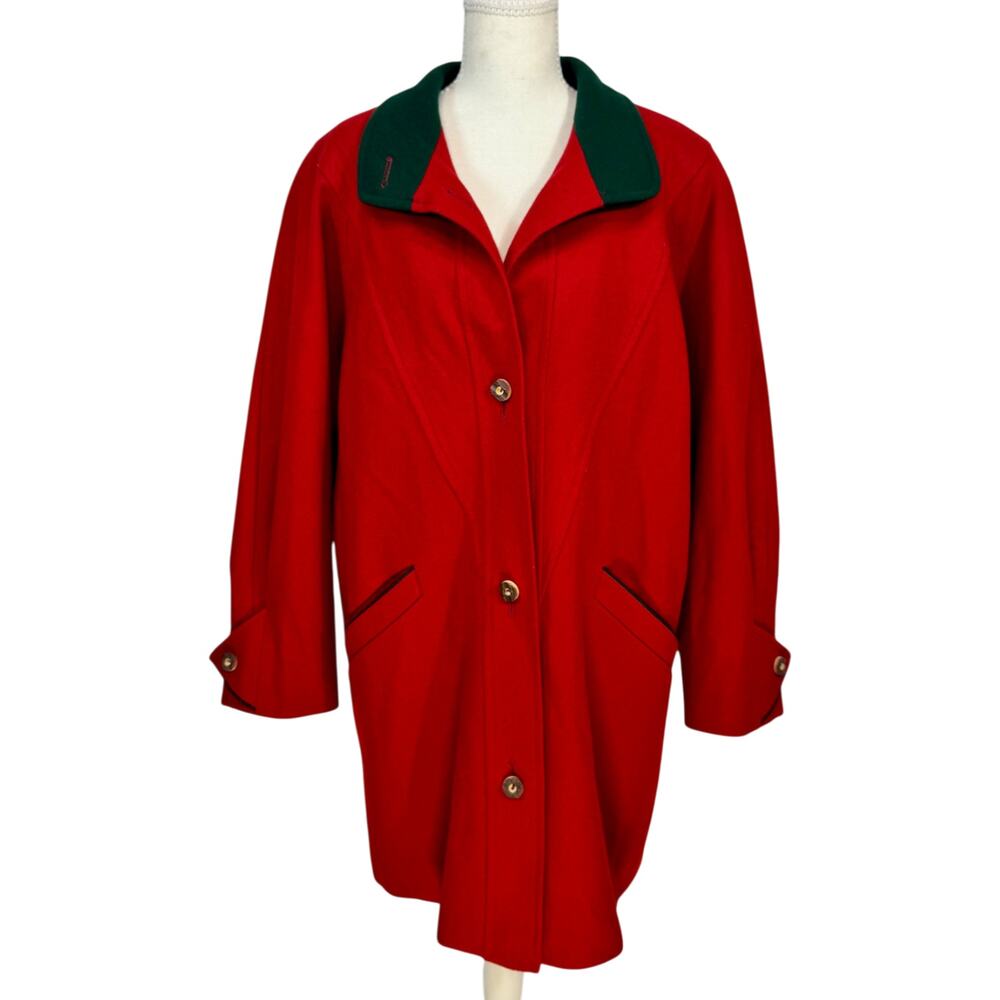 Original VTG Keil Loden München Red Virgin Wool Coat 38 Alpine Bavarian German